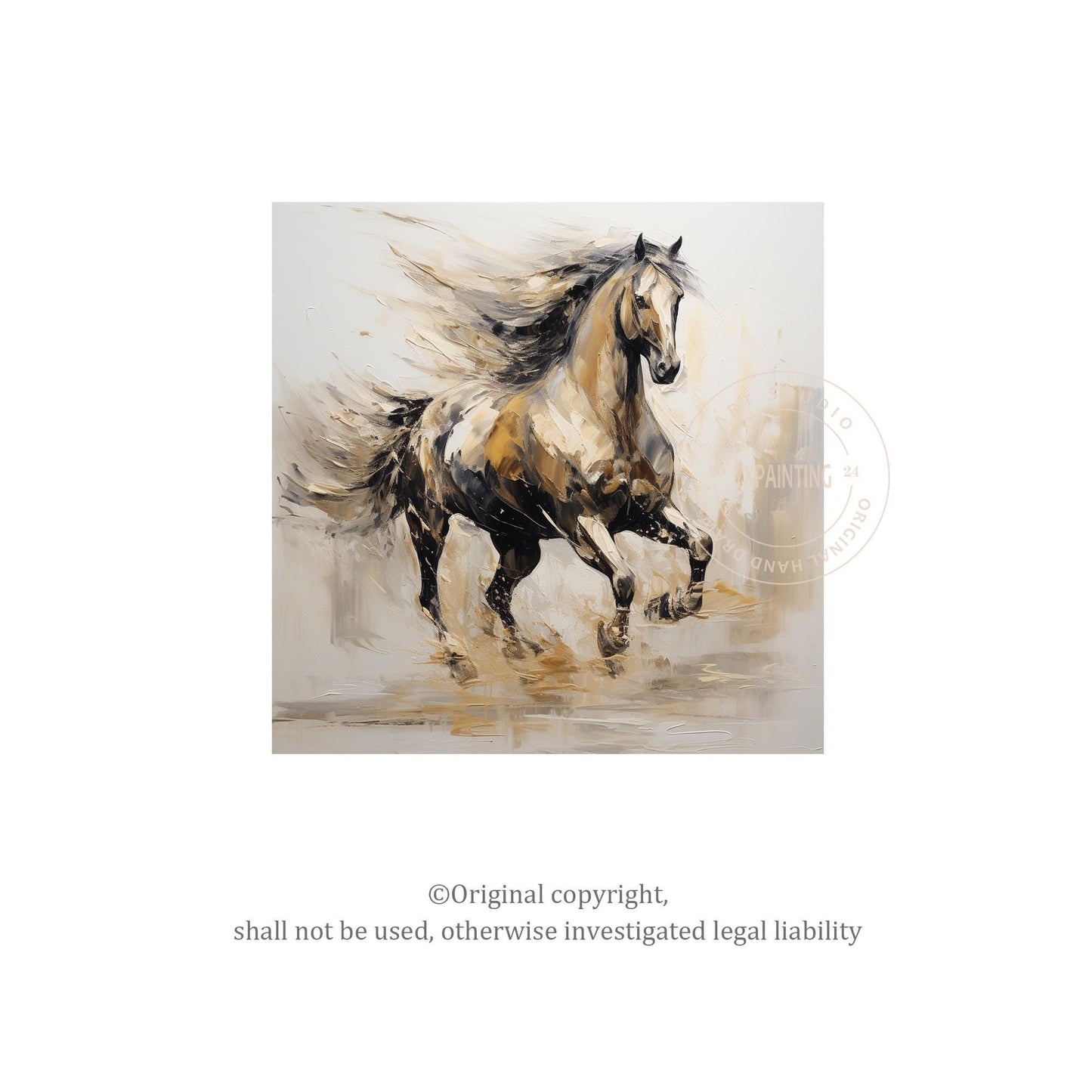 Wild Horse Painting: 3D Texture Acrylic Art, Framed Canvas #6