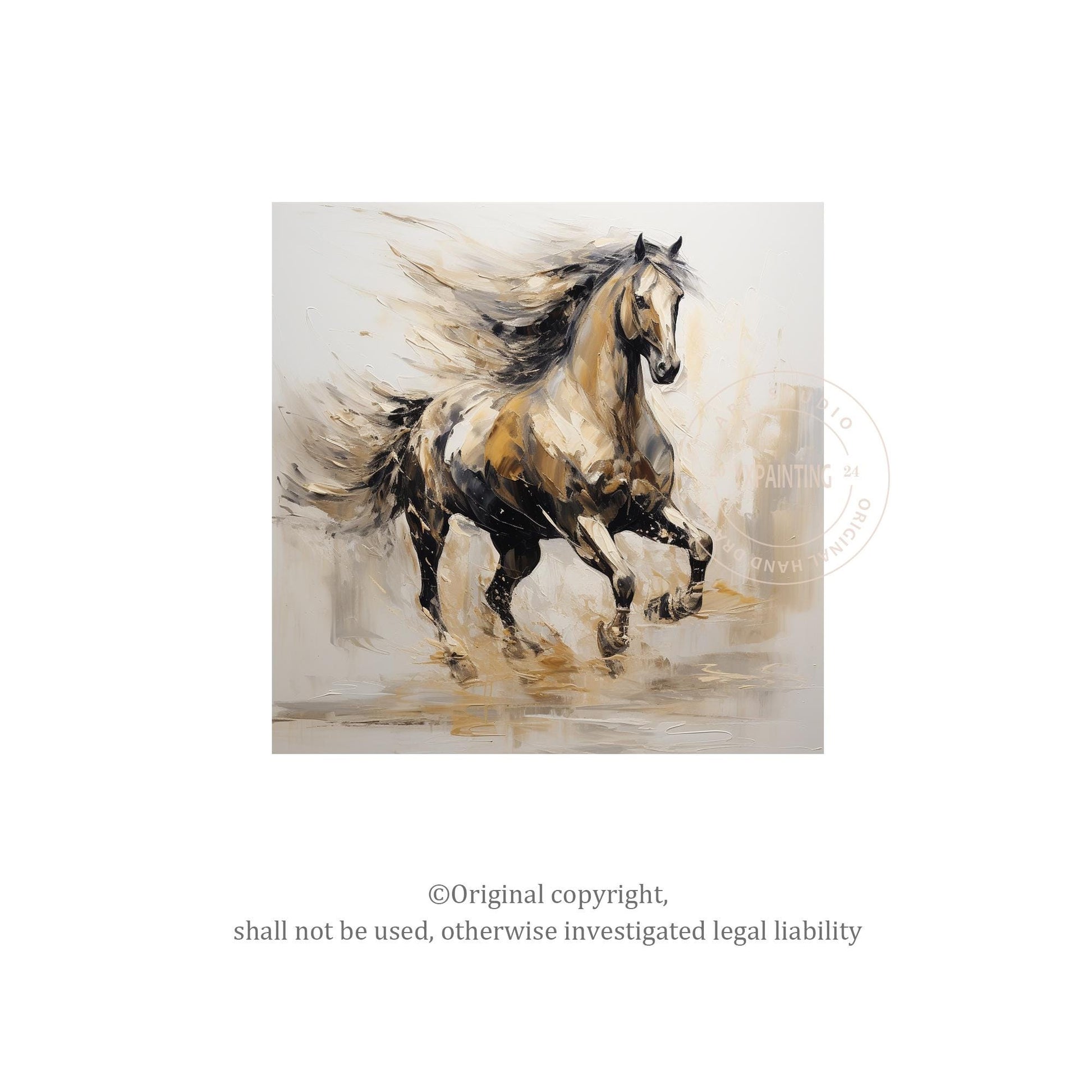 Wild Horse Painting: 3D Texture Acrylic Art, Framed Canvas #6