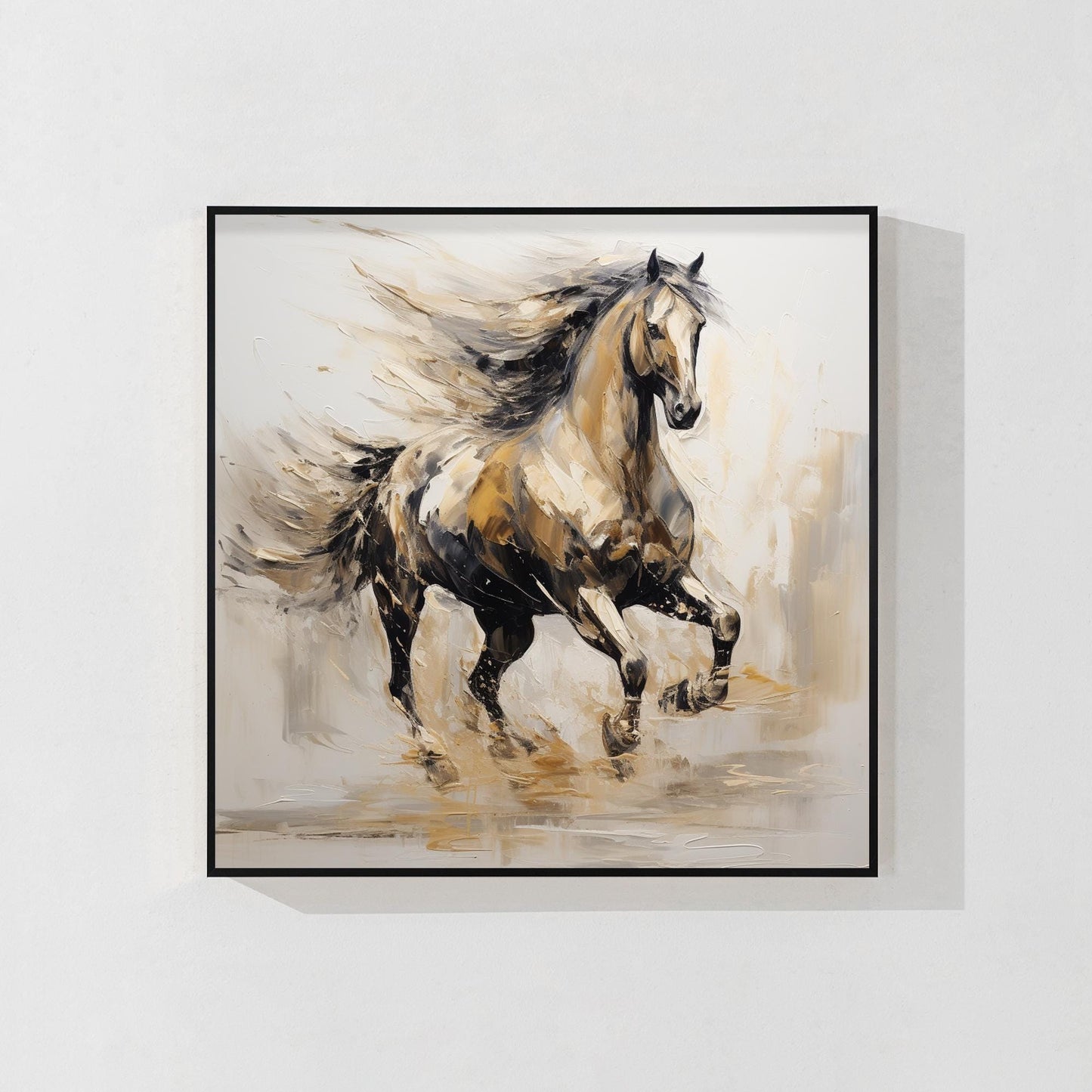 Wild Horse Painting: 3D Texture Acrylic Art, Framed Canvas #8