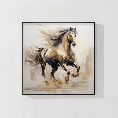 Wild Horse Painting: 3D Texture Acrylic Art, Framed Canvas #8