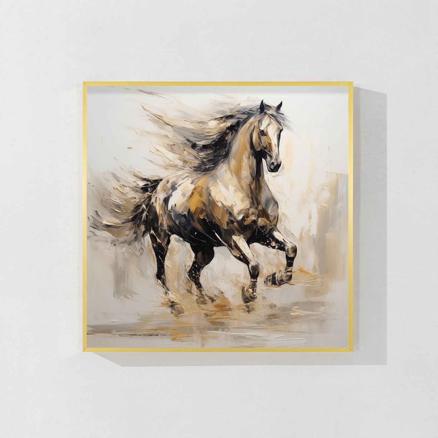 Wild Horse Painting: 3D Texture Acrylic Art, Framed Canvas #10