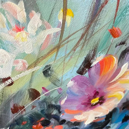 WILD MEADOW | rectangular format, hand-painted canvas edge