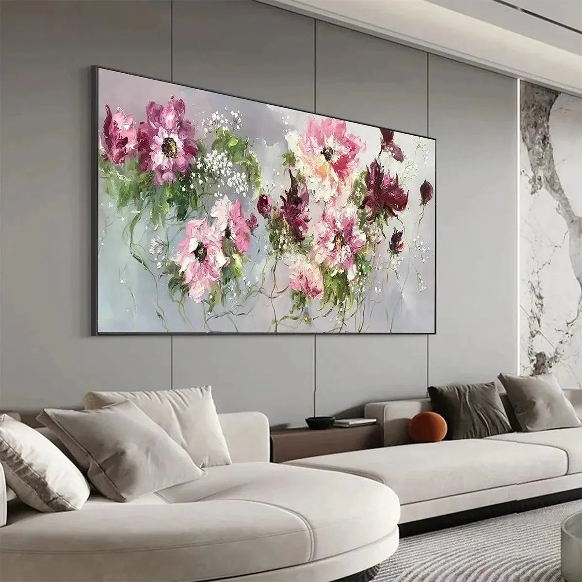WILD ROSE WHISPERS | gold frame stretched on neutral wall
