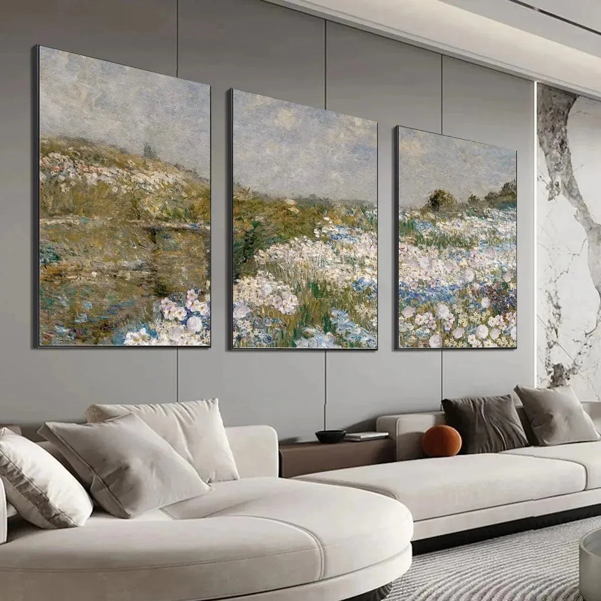 WILDFLOWER FIELD TRIPTYCH | rolled canvas, ready for custom framing
