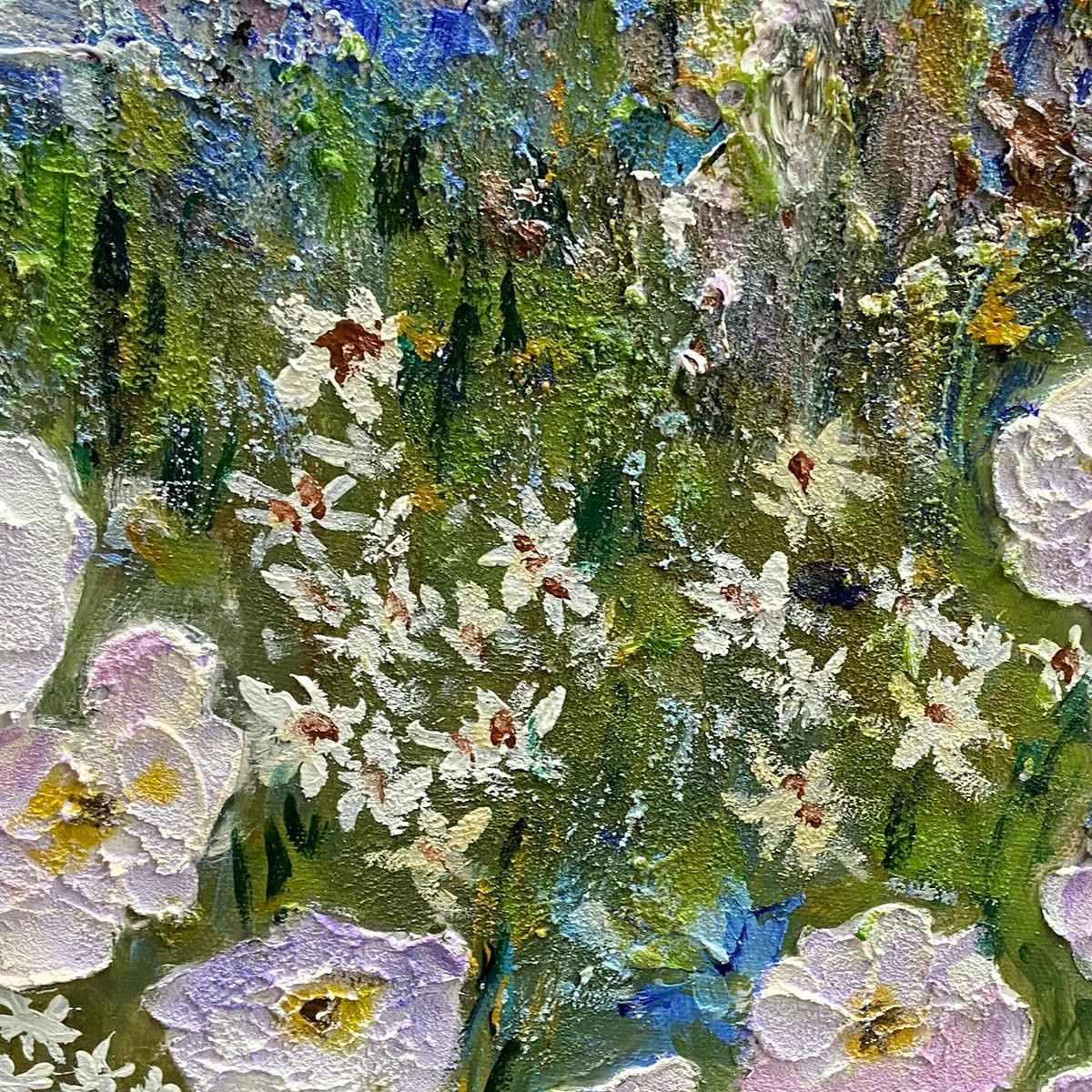 WILDFLOWER FIELD TRIPTYCH | multi-color palette, original  art