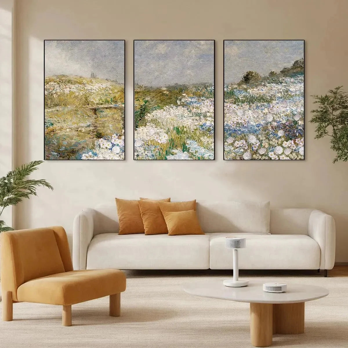 WILDFLOWER FIELD TRIPTYCH | hanging in , Landscape wall art