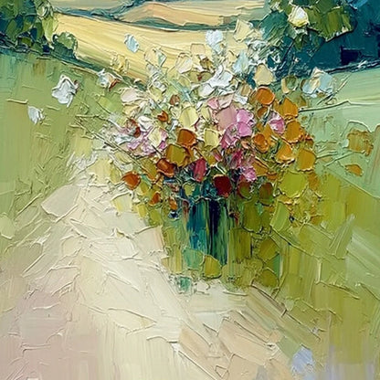 WILDFLOWER PATH | rectangular format, hand-painted canvas edge