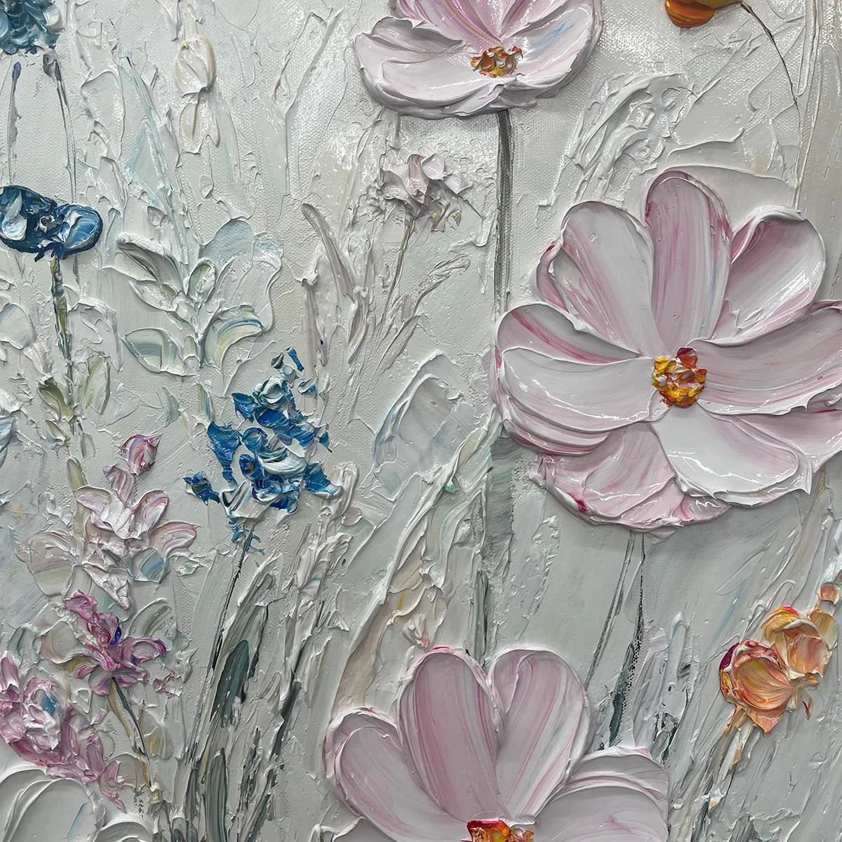 WILDFLOWER SERENADE | rectangular format, hand-painted canvas edge
