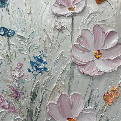 WILDFLOWER SERENADE | rectangular format, hand-painted canvas edge