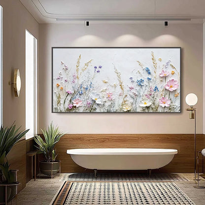 WILDFLOWER SERENADE | gold frame stretched on neutral wall