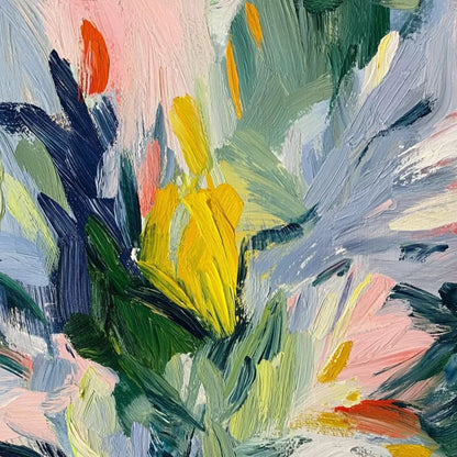 WILDFLOWER SYMPHONY | rectangular format, hand-painted canvas edge