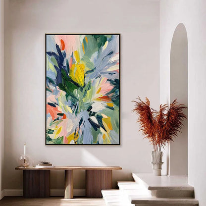 WILDFLOWER SYMPHONY | gold frame stretched on neutral wall