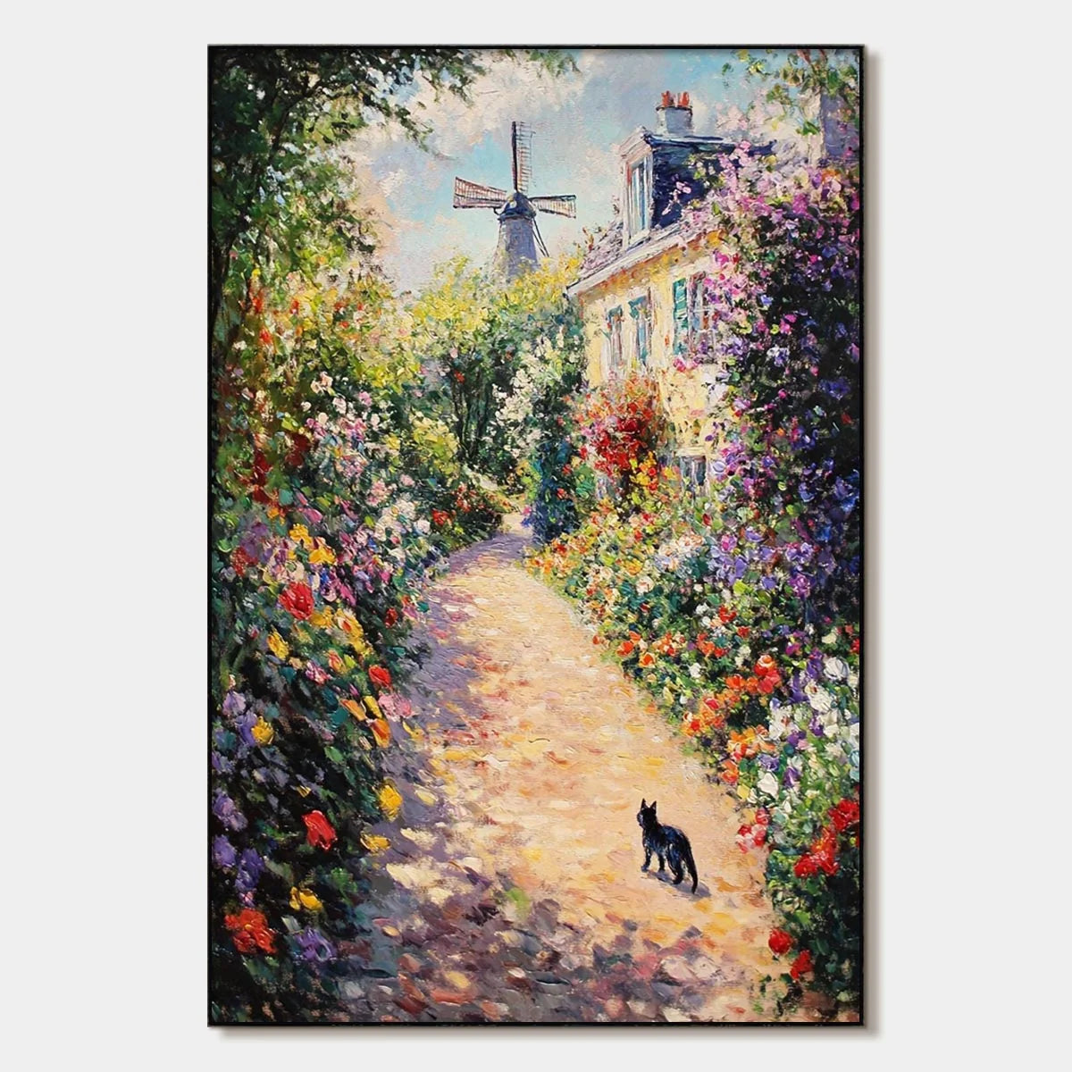 Windmill Way abstract oil painting, hand-painted by UArtShow