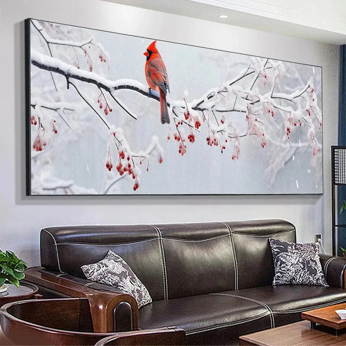 WINTER CARDINAL PANORAMIC | rolled canvas, ready for custom framing