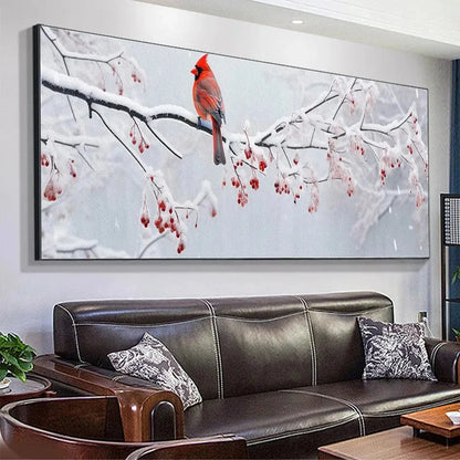 WINTER CARDINAL PANORAMIC | rolled canvas, ready for custom framing
