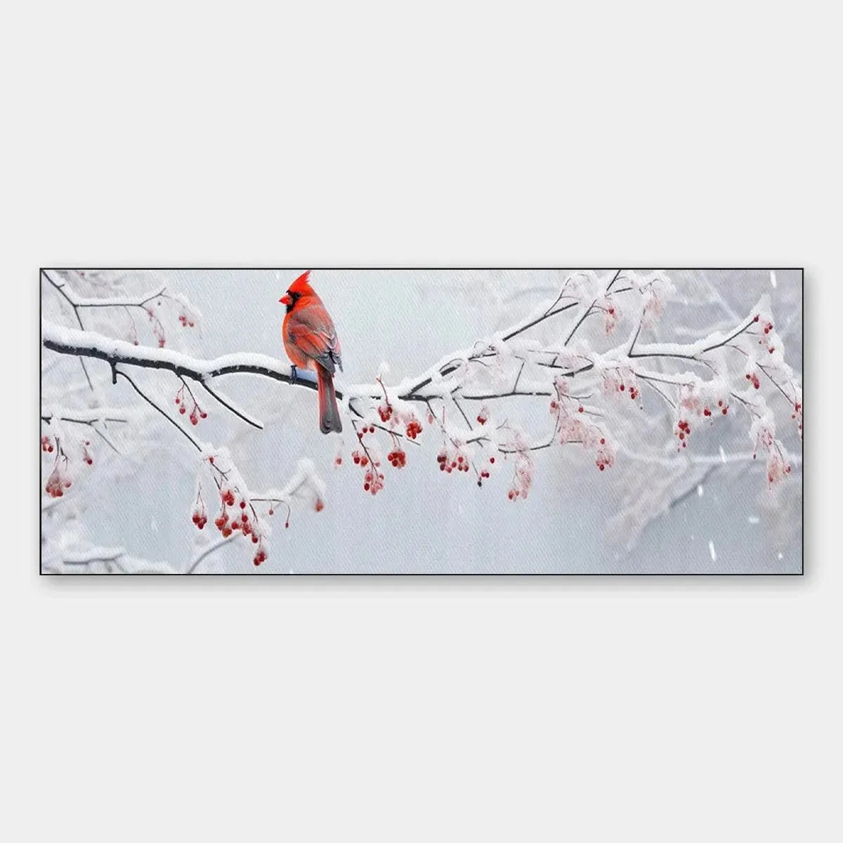 WINTER CARDINAL PANORAMIC | hanging in , Abstract wall art