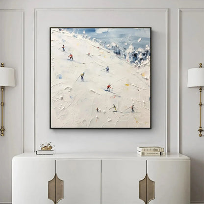 WINTER'S DANCE | gold frame stretched on neutral wall
