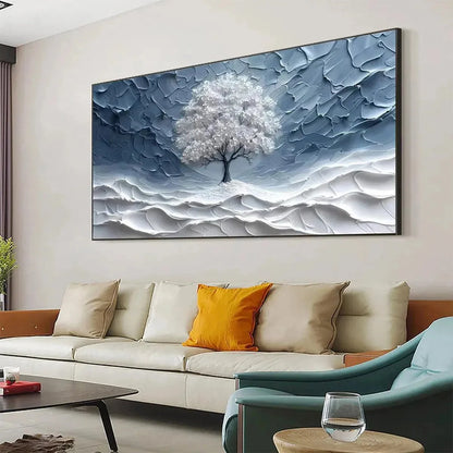 WINTER'S EMBRACE | gold frame stretched on neutral wall