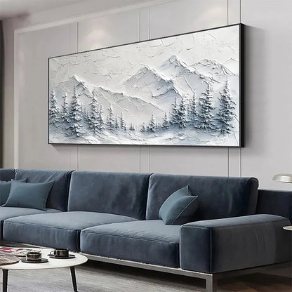 WINTER'S EMBRACE | gold frame stretched on neutral wall