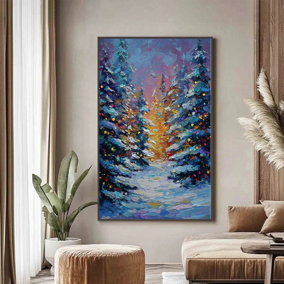 WINTER'S GLOW | Landscape closeup, raised brushwork detail