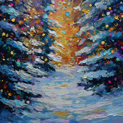 WINTER'S GLOW | rectangular format, hand-painted canvas edge