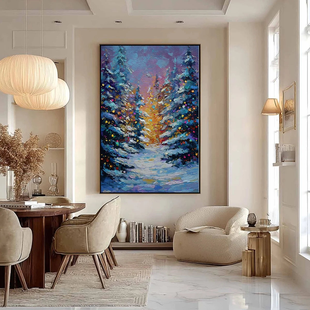 WINTER'S GLOW | gold frame stretched on neutral wall
