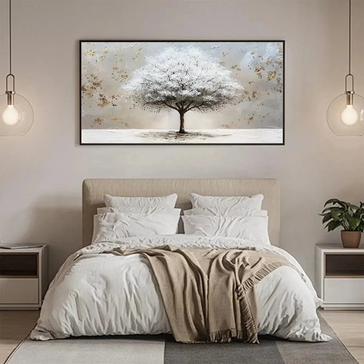 WINTER'S GRACE | gold frame stretched on neutral wall