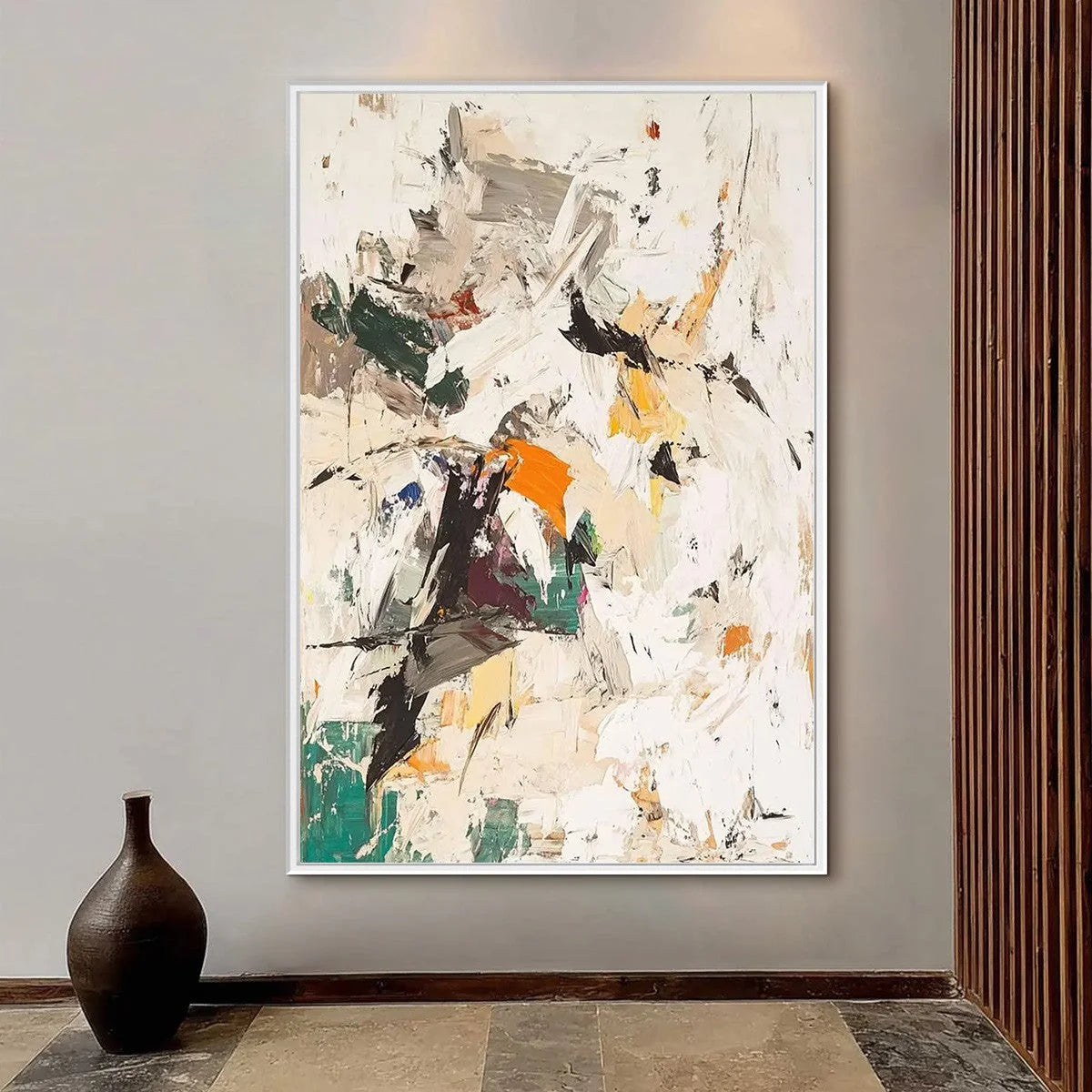 WINTER'S KISS | gold frame stretched on neutral wall