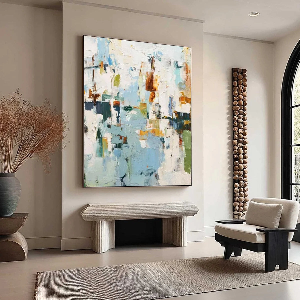 WINTER'S WHISPER | gold frame stretched on neutral wall