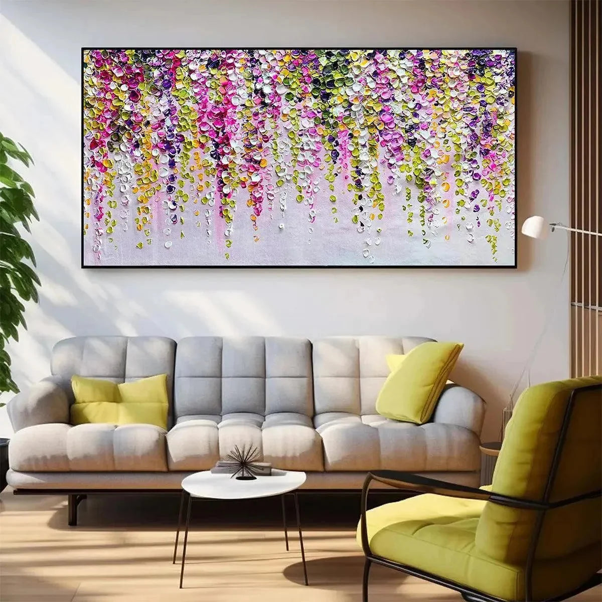 WISTERIA CASCADE | black frame version on white wall