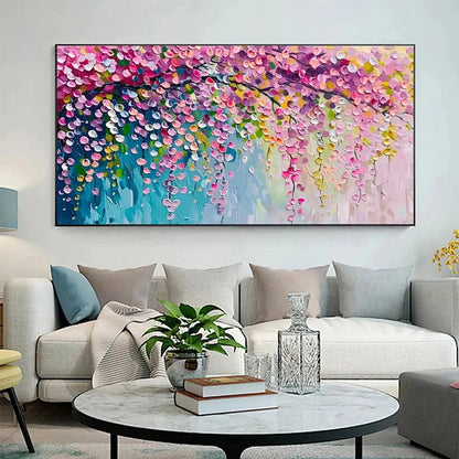 WISTERIA CASCADE | Impressionist closeup, raised brushwork detail