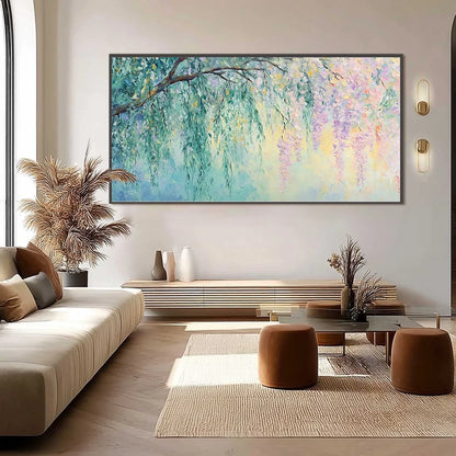 WISTERIA WHISPER | gold frame stretched on neutral wall