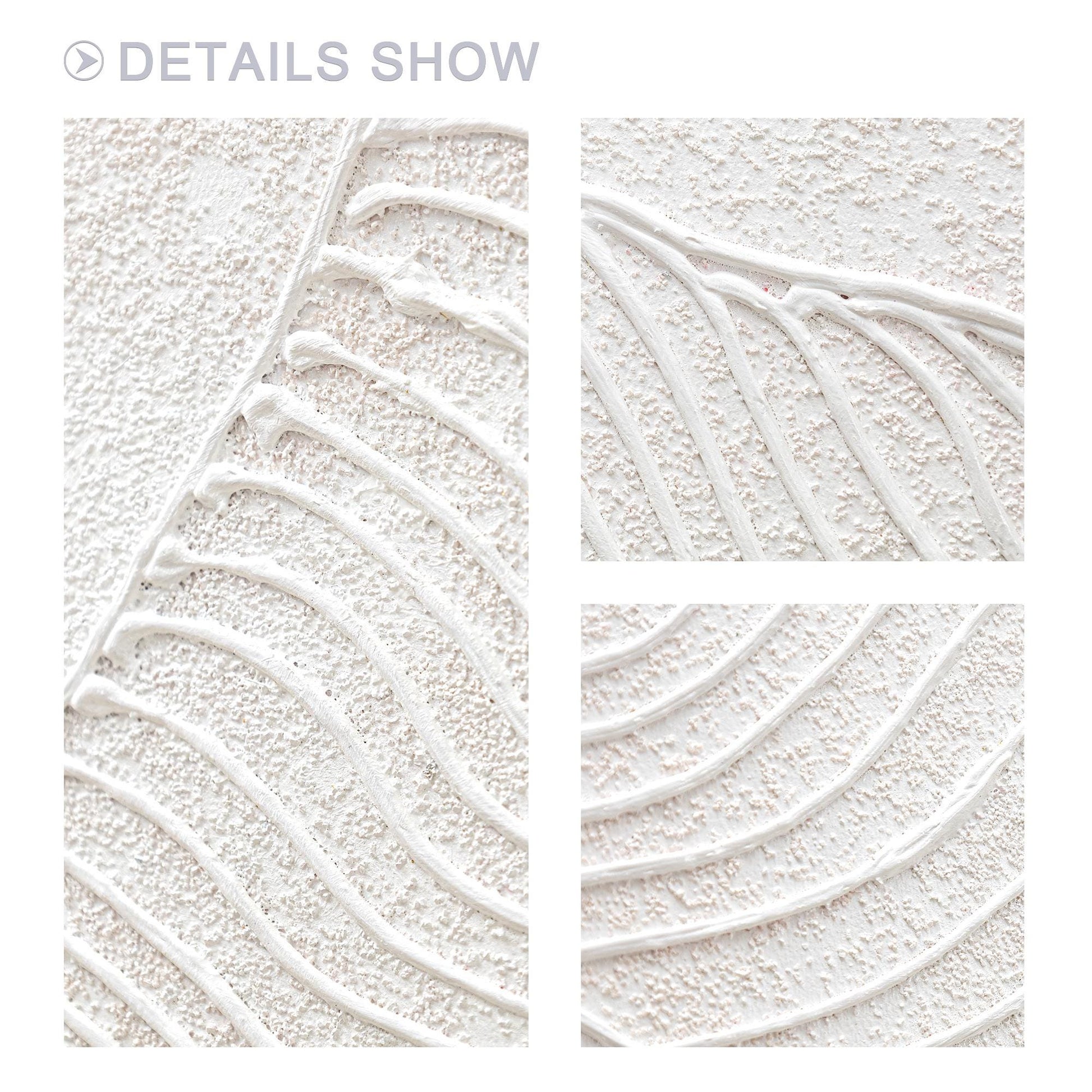 Witte bergschildering met 3D-structuur: abstracte, minimalistische oversized muu #4