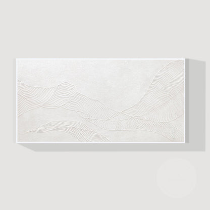 Witte bergschildering met 3D-structuur: abstracte, minimalistische oversized muu #8