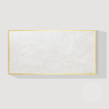 Witte bergschildering met 3D-structuur: abstracte, minimalistische oversized muu #9