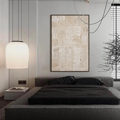WOVEN CALM | gold frame stretched on neutral wall
