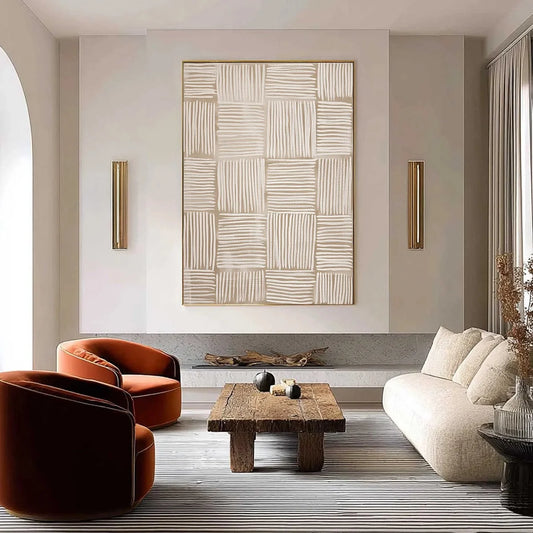 WOVEN CALM: Textured Minimalist Wabi-Sabi Abstract Painting