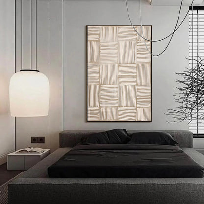 WOVEN CALM | gold frame stretched on neutral wall