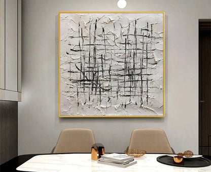 WOVEN LINES | gold frame stretched on neutral wall