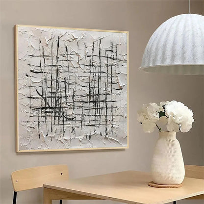 WOVEN LINES | black frame version on white wall