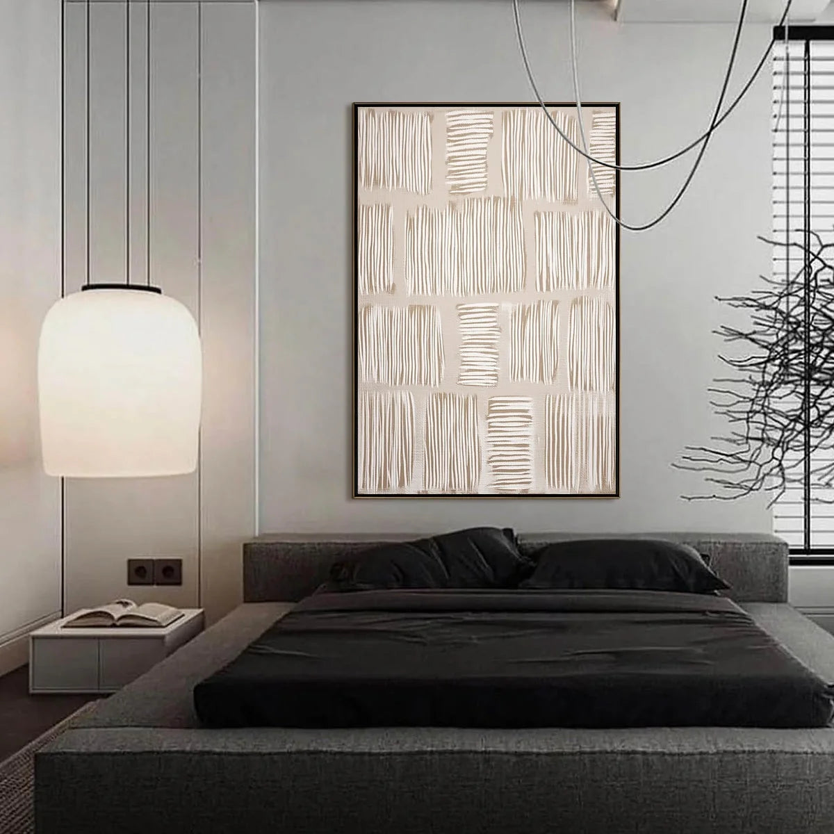 WOVEN PATHS | gold frame stretched on neutral wall