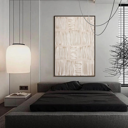 WOVEN PATHS | gold frame stretched on neutral wall