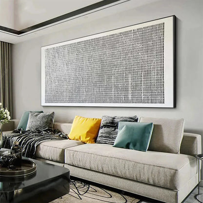 WOVEN TEXTURE | gold frame stretched on neutral wall
