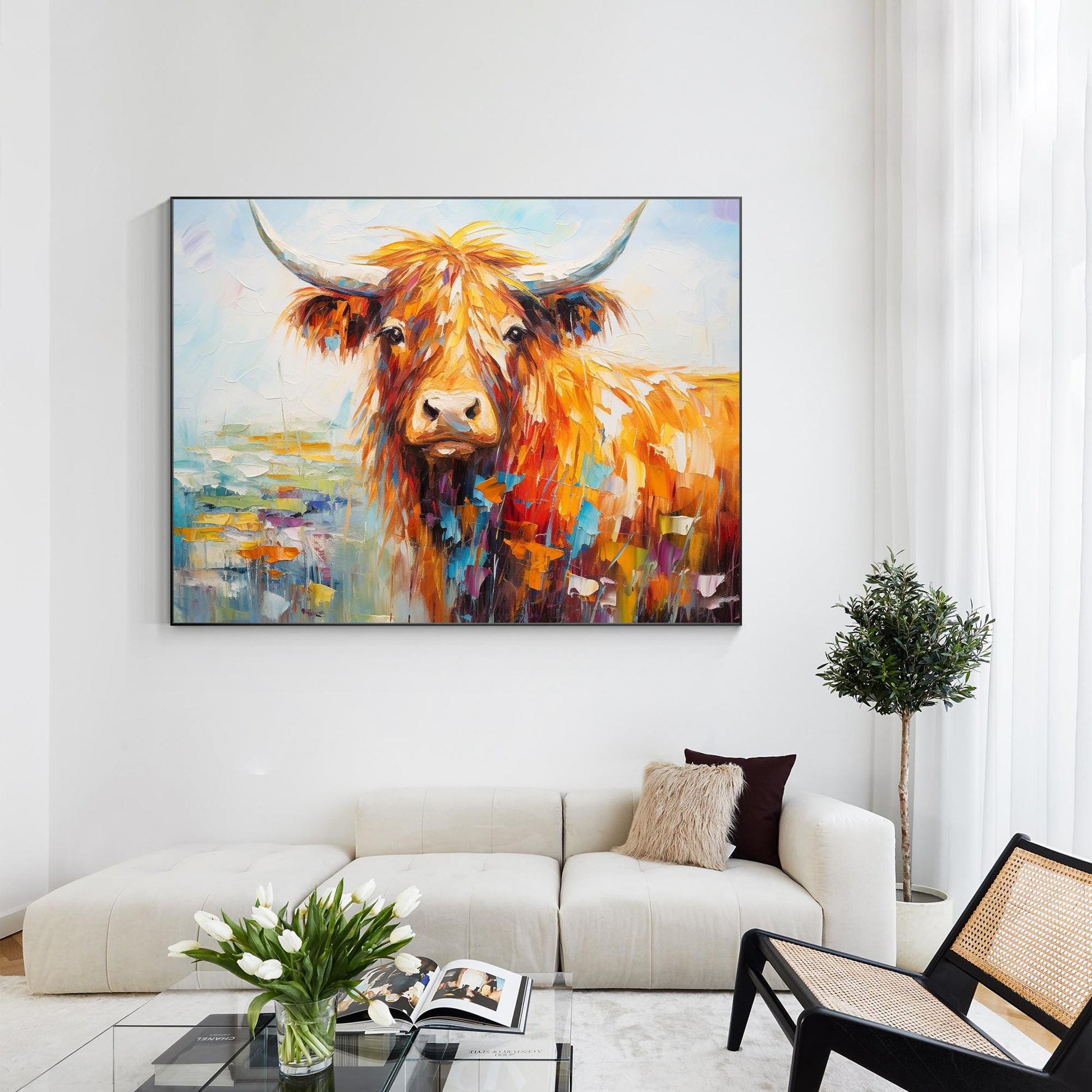 Yak Painting: Textured Pop Art, Farmhouse Animal Wall Decor #4