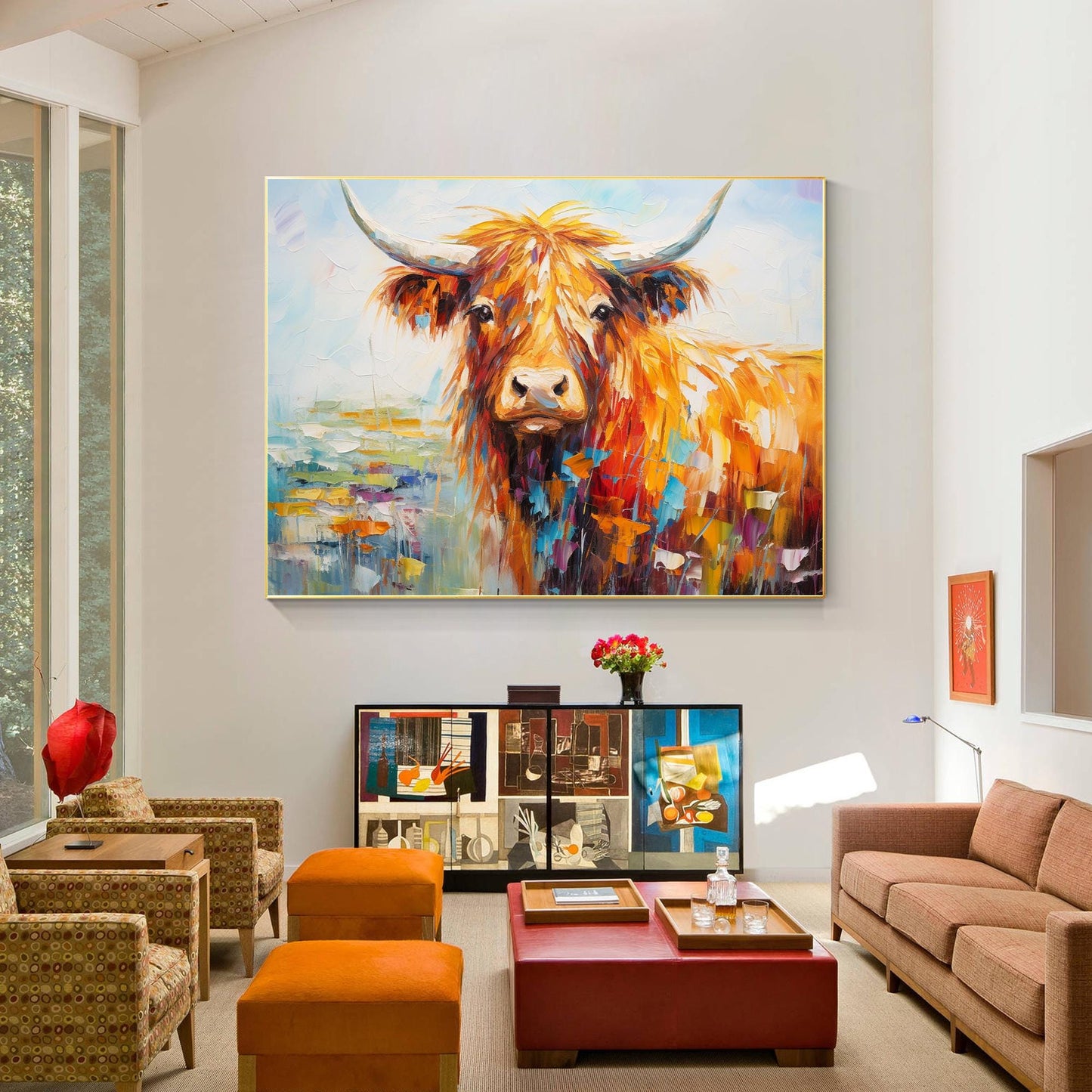 Yak Painting: Textured Pop Art, Farmhouse Animal Wall Decor #5