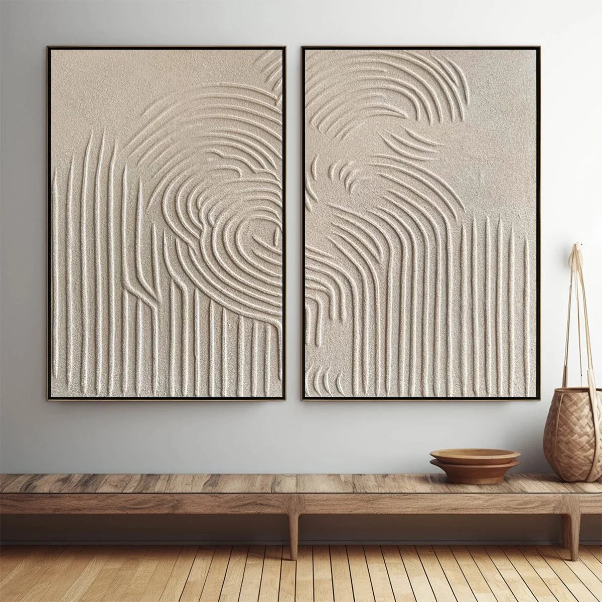 ZEN CASCADE | Wabi Sabi closeup, raised brushwork detail