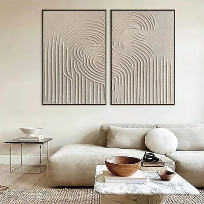 ZEN CASCADE | gold frame stretched on neutral wall