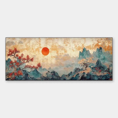 ZEN MOUNTAIN SUNSET PANORAMIC | hanging in , Landscape wall art