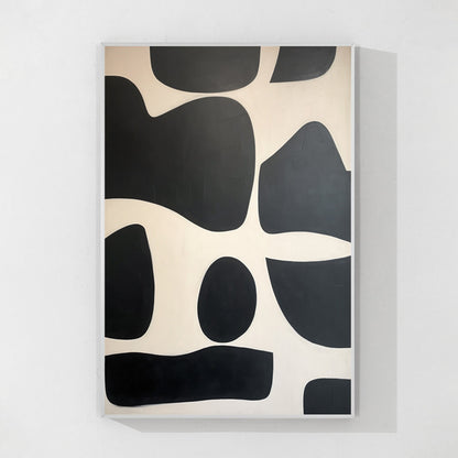 Zwartbeige textuurkunst: geometrische organische vorm schilderij op canvas #9